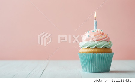 Birthday Cupcake copyspace banner pastel 121128436