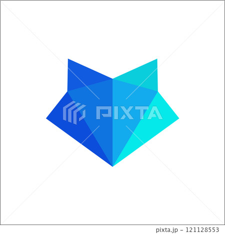 Vector abstract origami fox animals logo design template 121128553