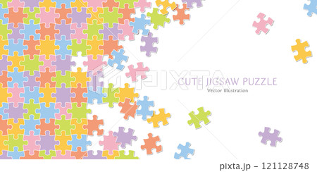 組み立て途中のカラフルなジグソーパズルの背景素材のベクターイラスト 組み立て途中のカラフルなジグソーパズルの背景素材のベクターイラスト 121128748