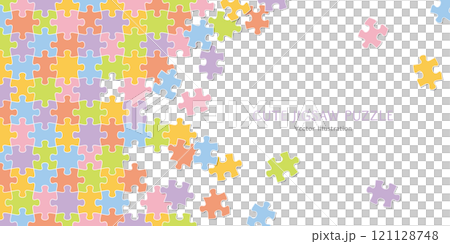 組み立て途中のカラフルなジグソーパズルの背景素材のベクターイラスト 組み立て途中のカラフルなジグソーパズルの背景素材のベクターイラスト 121128748