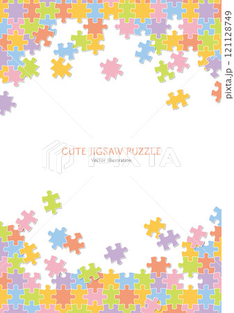 組み立て途中のカラフルなジグソーパズルの背景素材のベクターイラスト 121128749