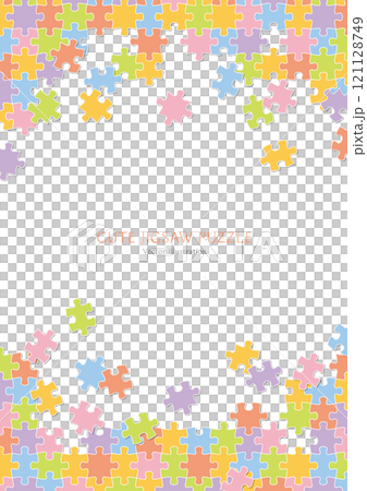 組み立て途中のカラフルなジグソーパズルの背景素材のベクターイラスト 121128749