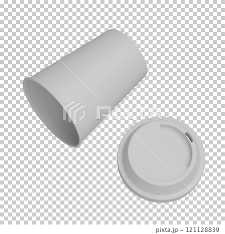 lying on the floor coffee cup and white lid sleeveless 3D render mock up image 121128839