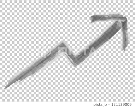 黒色の水彩風ジグザグ上昇矢印イラスト 121129009