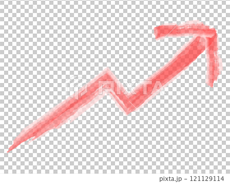 Red watercolor style zigzag rising arrow illustration 121129114