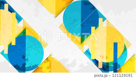 Grainy stain texture geometric abstract background with circles, squares and lines. Vector Illustration For Wallpaper, Banner, Background, Card, Book Illustration, landing page 121129191