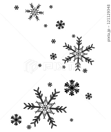 黒いたくさんの雪の結晶のイラスト 黒いたくさんの雪の結晶のイラスト 121129348