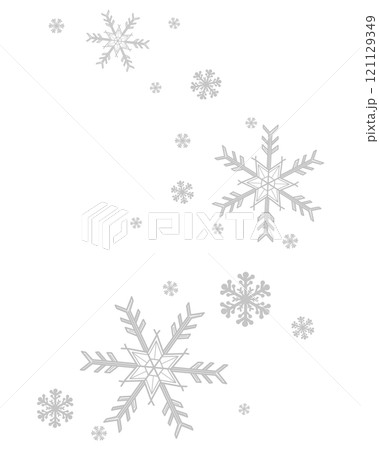 灰色のたくさんの雪の結晶のイラスト 灰色のたくさんの雪の結晶のイラスト 121129349