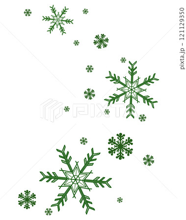 緑のたくさんの雪の結晶のイラスト 121129350