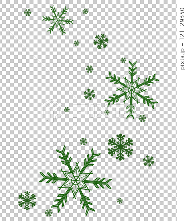 緑のたくさんの雪の結晶のイラスト 121129350