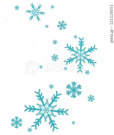 水色のたくさんの雪の結晶のイラスト 121129351