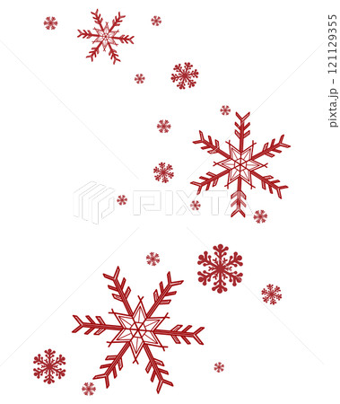 赤いたくさんの雪の結晶のイラスト 赤いたくさんの雪の結晶のイラスト 121129355