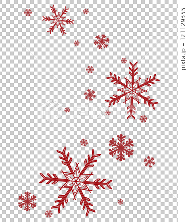 赤いたくさんの雪の結晶のイラスト 赤いたくさんの雪の結晶のイラスト 121129355