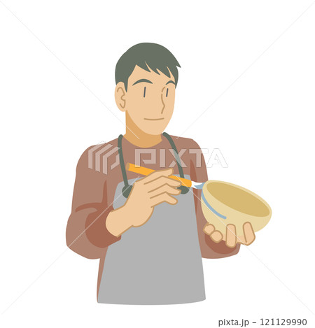 茶碗に絵付けをする男性 121129990