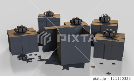 The Black gift box for celebration or holiday concept 3d rendering. 121130329