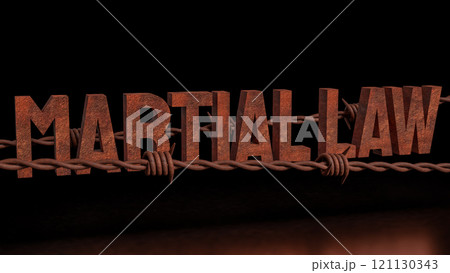 The  Martial law on Black Background concept 3d rendering. 121130343