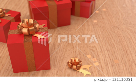 The Red gift box for celebration or holiday concept  3d rendering. 121130351