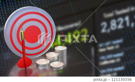 The Dart and coins for Business concept 3d rendering. 121130356