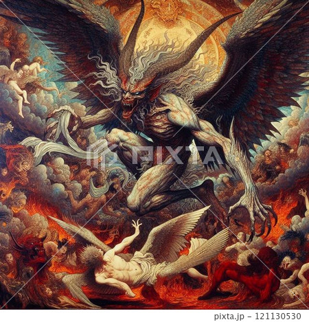 魔人・魔神・堕天使・地獄の王・魔王、悪魔のイラスト素材 [121130530