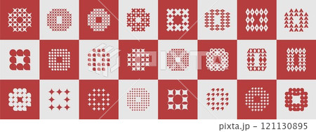 Bundle of flat pixel letter O logo, number 0 icon 121130895