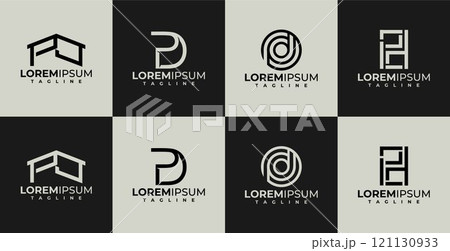 Set of abstract letter P D PD logo design Set of abstract letter P D PD logo design 121130933
