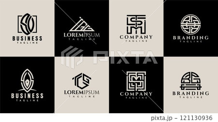 Elegant abstract letter SV TGG TSM BGH logo set 121130936