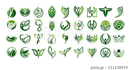 Abstract nature human leaf logo branding set Abstract nature human leaf logo branding set 121130974