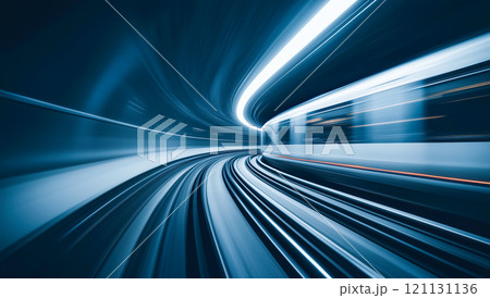 発光するトンネル内の未来的な都市列車システム 発光するトンネル内の未来的な都市列車システム 121131136