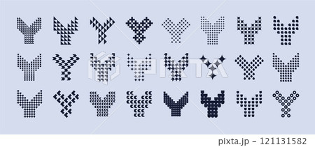 Abstract geometric letter Y logo branding set Abstract geometric letter Y logo branding set 121131582