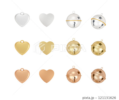 Traditional Christmas decoratiion gold, bronze and silver jingle bell and heart pendant Traditional Christmas decoratiion gold, bronze and silver jingle bell and heart pendant 121131626