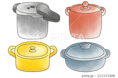ゆるめシンプル両手鍋セット　アナログ風 121131806
