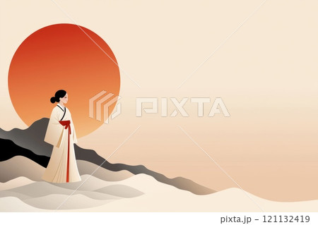 Festive spirit: happy Koreans celebrating Seollal, emphasizing traditional customs, family gatherings, joyful festivities, highlighting cultural significance of Lunar New Year in South Korea. 121132419
