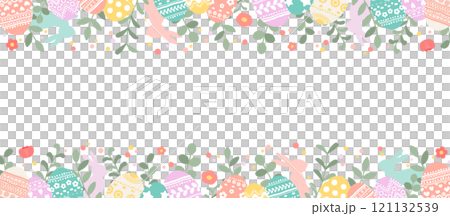 Easter top and bottom frame vector illustration Frame Copy space Decorative border Border Decoration Spring Cute Rabbit Easter top and bottom frame vector illustration Frame Copy space Decorative border Border Decoration Spring Cute Rabbit 121132539