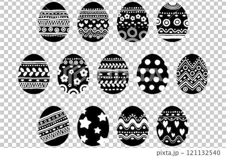Easter egg silhouette icon vector illustration set monochrome black and white 121132540