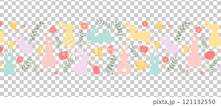 Easter pattern vector illustration seamless rabbit spring white background cute pastel color rabbit 121132550