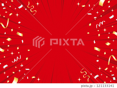 ゴージャスな赤い紙吹雪・キャンペーン素材・集中線で強調イラスト ゴージャスな赤い紙吹雪・キャンペーン素材・集中線で強調イラスト 121133141