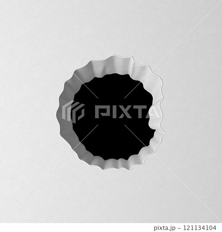 Abstract hole with wavy white edges on a plain surface. Abstract hole with wavy white edges on a plain surface. 121134104