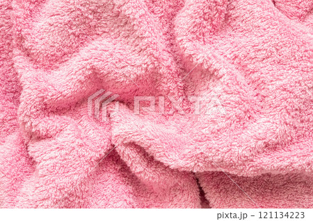 Pink fluffy towel fabric soft texture background Pink fluffy towel fabric soft texture background 121134223
