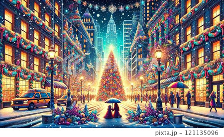 美しいクリスマスイルミネーション 121135096