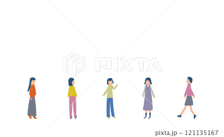 いろんな動きの女性 121135167