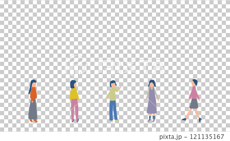 いろんな動きの女性 121135167