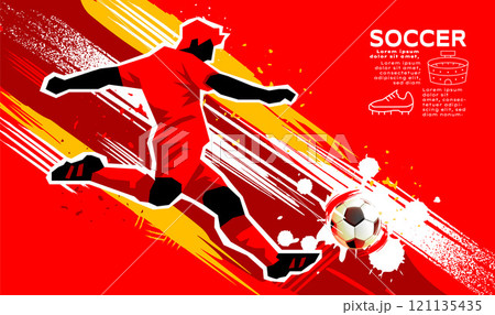 Soccer bannerTemplate , Football player, vector illustration, layout design, red theme 121135435