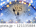 Countdown to midnight. Retro style clock counting last moments before Christmas or New Year 2025 121135884