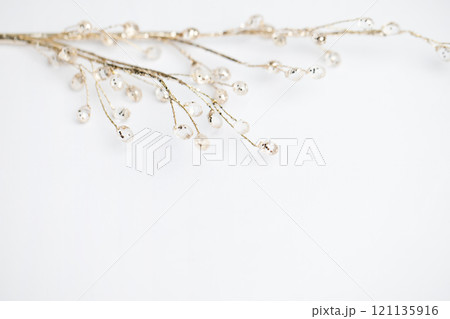 Gold branch decoration on white background. Christmas concept Gold branch decoration on white background. Christmas concept 121135916