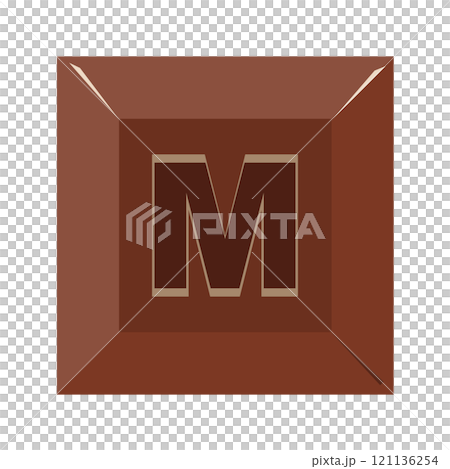Chocolate M alphabet cube vector illustration 121136254