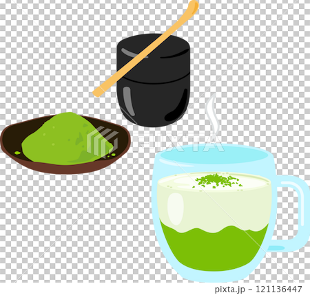 熱抹茶拿鐵和抹茶 熱抹茶拿鐵和抹茶 121136447