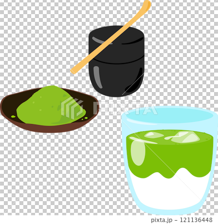 Iced matcha latte and matcha Iced matcha latte and matcha 121136448