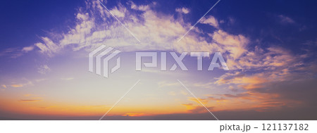 Colorful cloudy sky at sunset. Gradient color. Sky texture. Abstract nature background. Horizontal banner Colorful cloudy sky at sunset. Gradient color. Sky texture. Abstract nature background. Horizontal banner 121137182