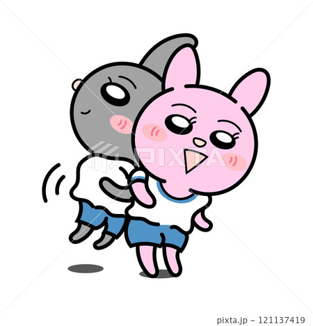 ストレッチをしているうさぎ 121137419