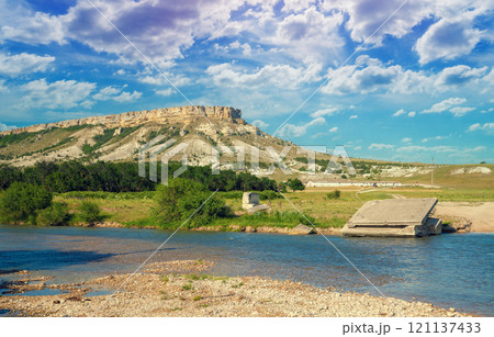 White rock and mountain river White rock and mountain river 121137433